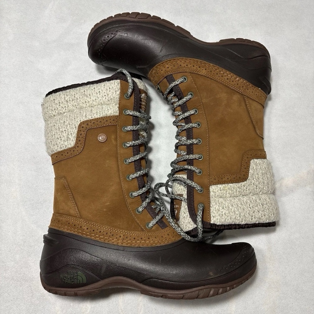 The North Face Women’s 8.5 Brown Waterproof Winter Snow Boots Leather Fur